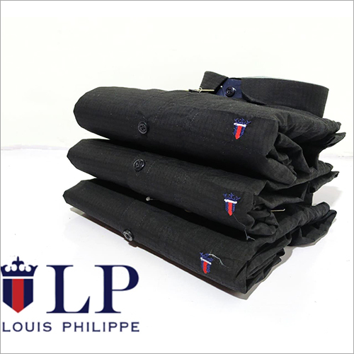 Louis Phillips Shirts - Cotton Black Cutaway Collar | Full Sleeves, Breathable, No Fade, Washable, Suitable for Summer, Sizes S-XXL
