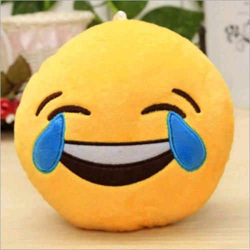 Smiley Cushion Cover - Velvets Fabric Round Shape Yellow Color | Lightweight Foam Filling Seamless Finish for Stylish Interiors