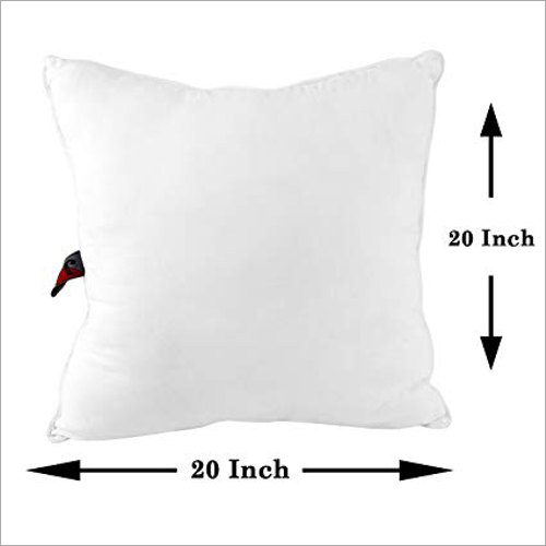 20X20 Plain Cushion - Cotton, 20x20 Inch, White | Foam Filling, Square Shape, Plain Dyed Cover