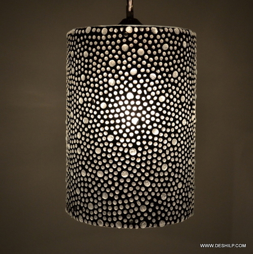 Black And Silver Mosaic Handmade Pendant Hanging Lamp Vintage Antique Mosaic Hanging Lamps Pendant