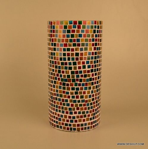 Mosaic Glass Vase Glass Mosaic Vase Blue Mosaic Decorative Vase Black Grey Mosaic Vase