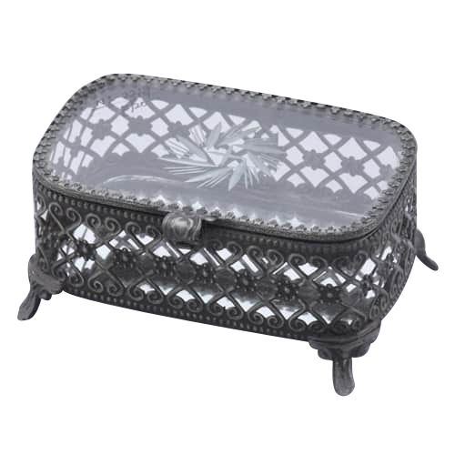 Metal and Glass - Metal and Glass, 10x6x4 cm, Silver | Hinge Closure, Elegant Design, Durable Material, Protective Glass