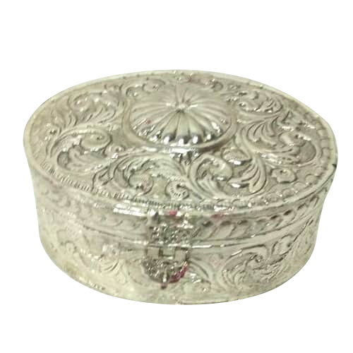 Metal and Glass - Metal & Glass, 4x3x2 inches, Silver | Elegant Design, Secure Lid, Intricate Detailing