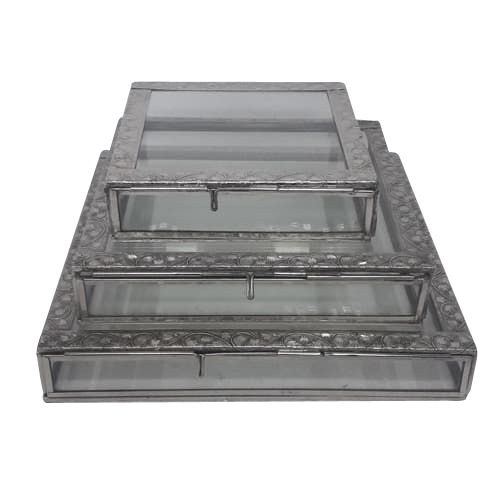 Metal and Glass - Metal and Glass, Silver, Varied Sizes | Elegant Design, Durable, Stackable, Protective Cover