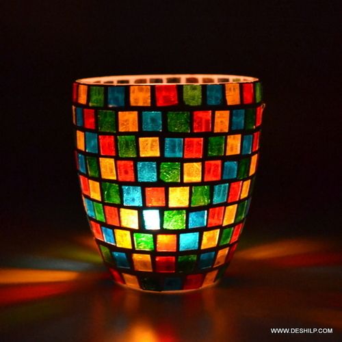 Glass Candles Stand Gifts for Diwali Round Votive Candle Holder Tea Light Table Decoration