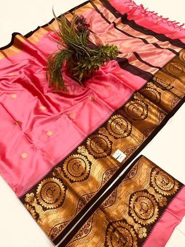 Peach Pure Cotton Silk Saree