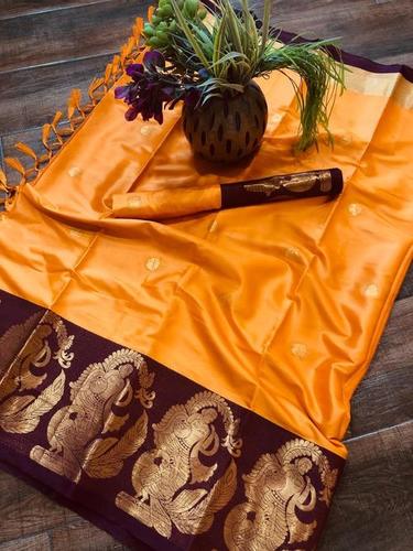 Orange Pure Cotton Silk Saree
