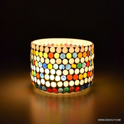 White Mosaic T-Light Glass Candle Holder Romantic Wedding