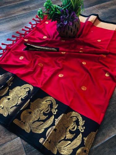 Pure Cotton Silk Saree - Pink Color with Jacquard Border and Butta Design | Bollywood Style, Handloom Craftsmanship