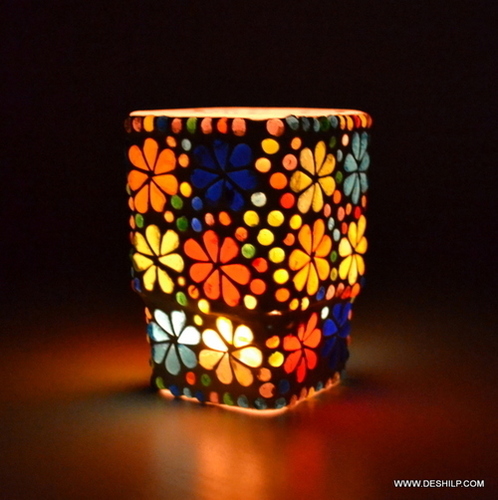 Mosaic Shaped Geometric Candle Stand For Indoor/Outdoor Lighting