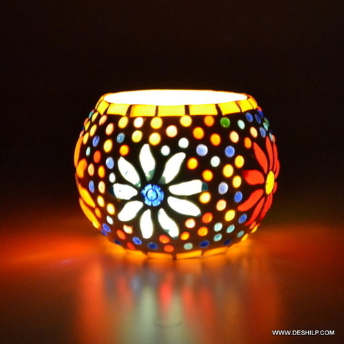Multicolored Glass Candle Holders Home Decoration Candle
