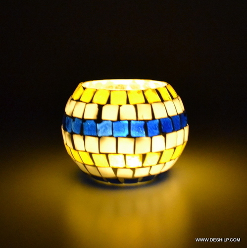 Cylindrical Shaped Glass Candle Holders Home Decoration Candle - Material: Mosaic