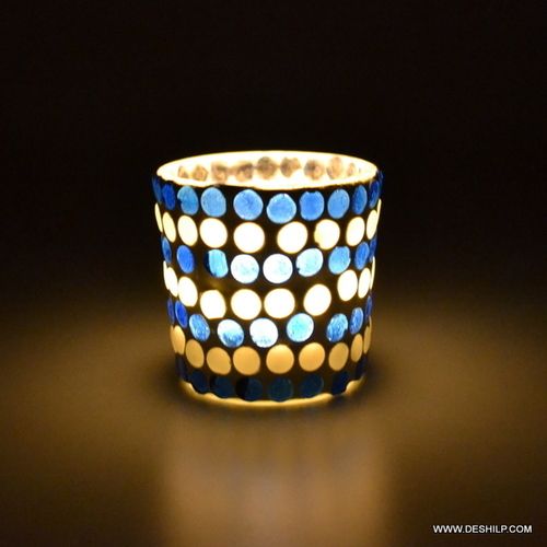 Blue and White Color Changing Flame Designer Votive Holder