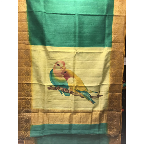 Ladies Pure Tussar Hand Painted Sarees Ladies Pure Tussar Hand Painted Sarees