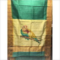 Cotton Silk Ladies Pure Tussar Hand Painted Sarees