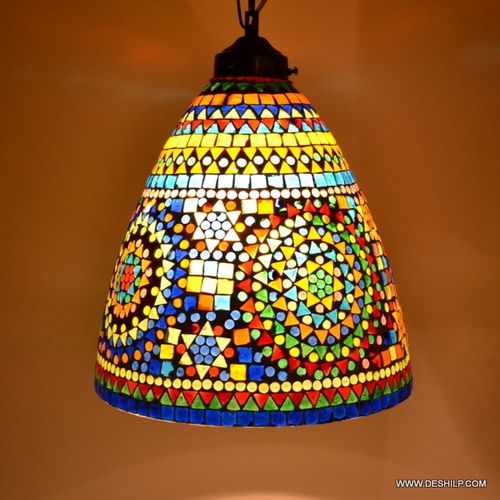 Multicolor Hanging Lamps Flowers Desgin Mosaic Glass Hanging Light Hanging Lantern Hanging Lantern