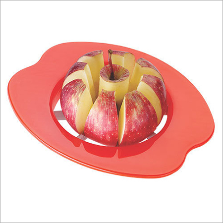 Apple Slicer - Plastic , Stainless Steel Blade, Elegant Red Finish with Unique Design for Effortless Fruit Slicing