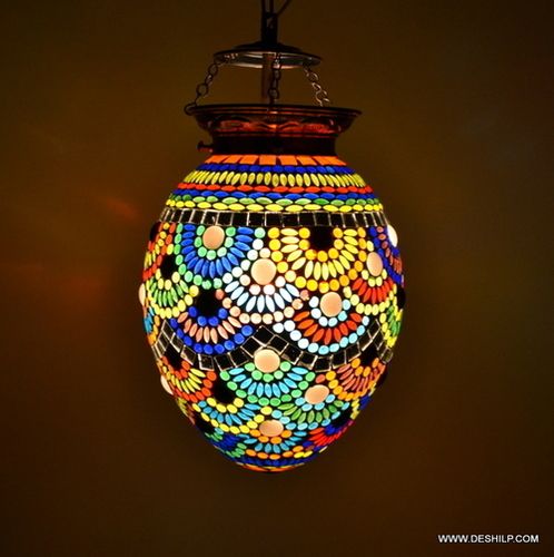 EGG SHAPE GLASS MOSAIC NIGHT LAMP