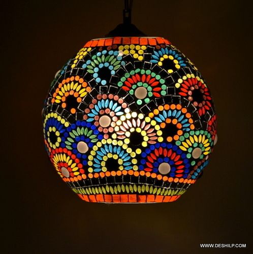 Mosaic Hanging Lamp Chandelier Mosaic Home Decor Night Hanging Lamp Premium Printed Red Hanging