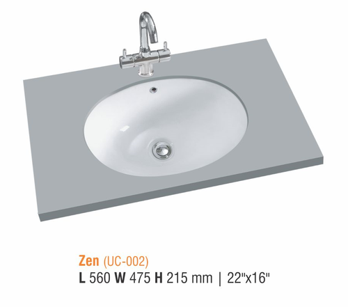 ZEN - Ceramic Round Bathroom Sink, 560x475x215 mm | Above Counter Installation, Elegant White Finish