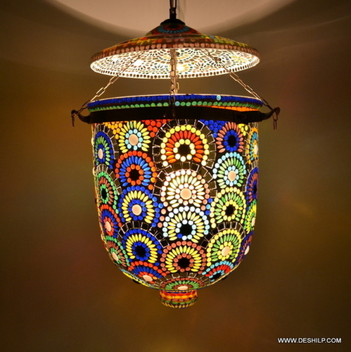 MosaicMist Artistic Glass Hanging Lamp