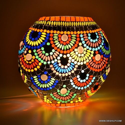 Multicolour Mosaic shaped Glass Table Lamp