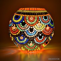 Multicolour Mosaic shaped Glass Table Lamp