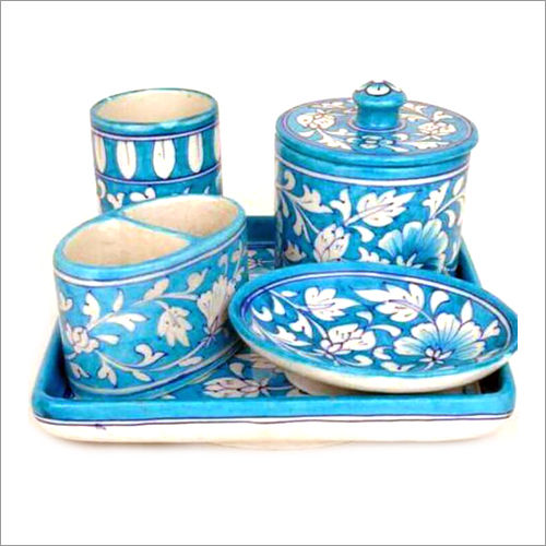 Blue Pottery Bathroom Set Design: Standard