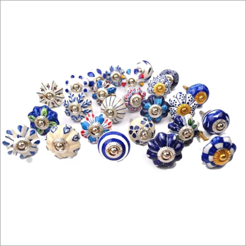 Ceramic Door Knobs Pawan Blue Art Pottery Village Kot Jewar