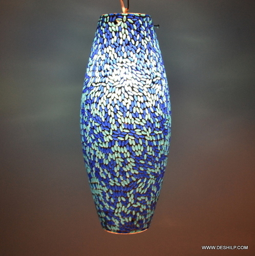 Blue Mosaic Daal Pendant Light Hanging Night Lamp