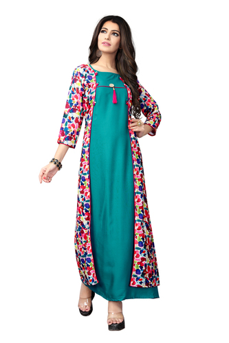 Sky Blue Designer Reyon Kurti