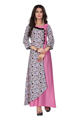 Designer Reyon Kurta - Silk Fabric, 3-4th Sleeve Style, Modern Length 40-49 Inches, Navy Blue Color | Bust Size 36-44 Inches, Perfect for Family Events