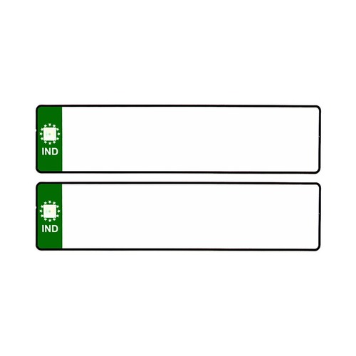 BLANK GREEN IND MINI NUMBER PLATES DESIGN - Aluminium, 1 Year Warranty | Chromatised Reflective Sheet, Anti-Corrosive Back Side Coating, Superior Punching Quality