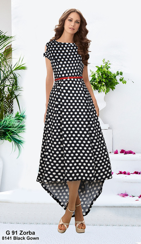 New Gown Design - Other Material, Sizes S to XXL, Black Color | Modern Designer Frock, Sleeveless, Printed, Washable, No Fade