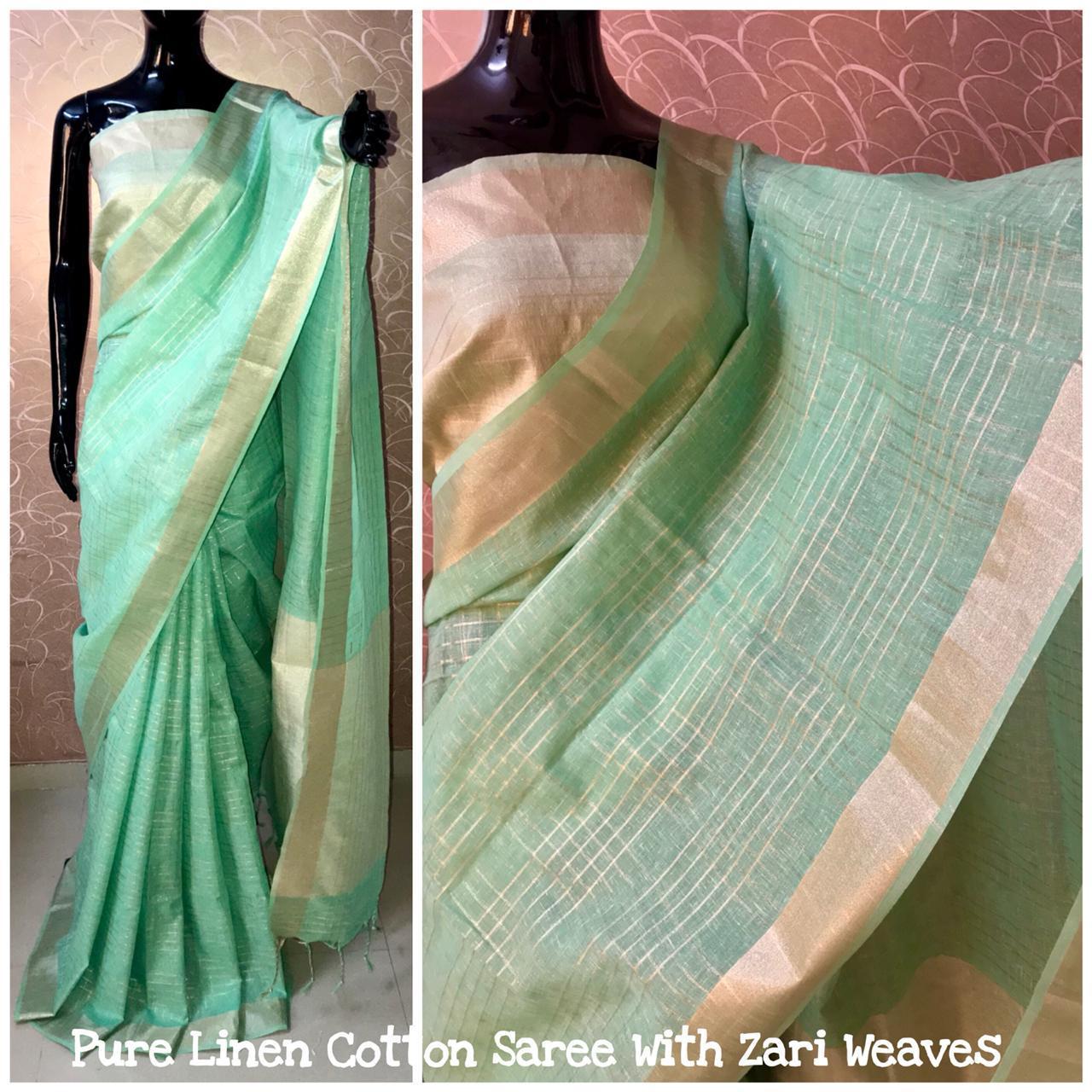 Designer Pure Linen Sarees