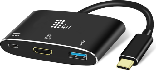 486 4D 3-In-1 Usb 3.1 Type C To Hdmi/Usb 3.0/Type C Female Charger Adapter For Apple Macbook Mac Air Laptop Google Chromebook Pixel And Other Devices With Type C Port (Black)