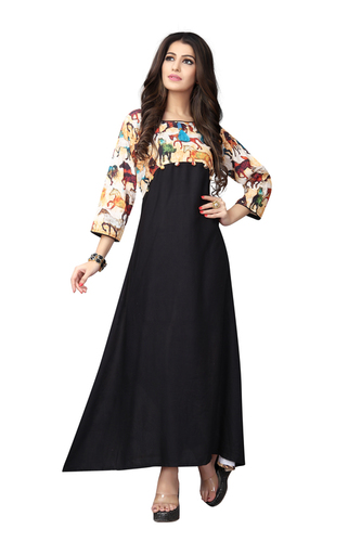 Reyon Kurta - 3-4th Sleeve, Length 40-49 Inches | Stylish Navy Blue Designer Piece for Events