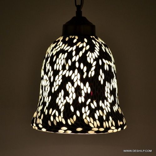 Black & White Mosaic Unique Handcrafted Hanging Lamp Chandelier Hanging