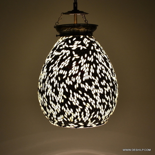 Black & White Mosaic Unique Handcrafted Hanging Lamp Chandelier Hanging Lamp