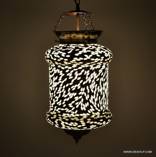 Polished Blue and White Mosaic Glass Wall Hanging