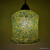Green Mosaic Glass Tealight Votive Candle Holder