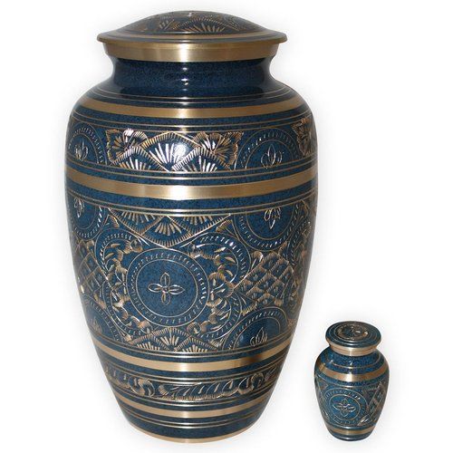 Blue And Golden Decorative Urn