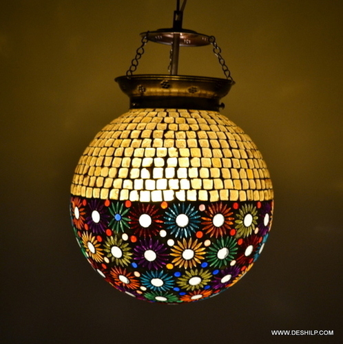 Hanging Light Vintage Pendant Mosaic Glass Hanging