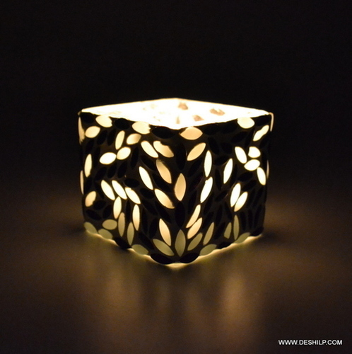 Glowgrid Handcrafted Mosaic Candle Holder - Material: Glass