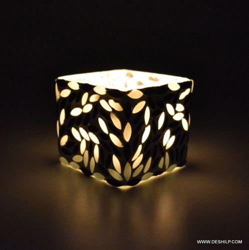 SQUIRE GLASS MOSAIC CANDLE VOTIVE