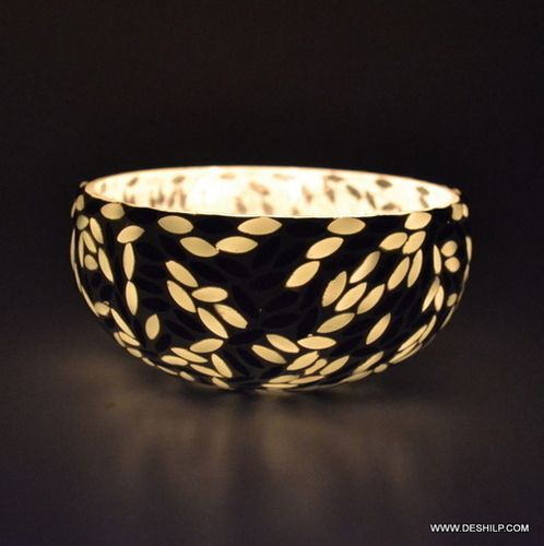 BOWL SHAPE BLACK & WHITE CANDLE HOLDER