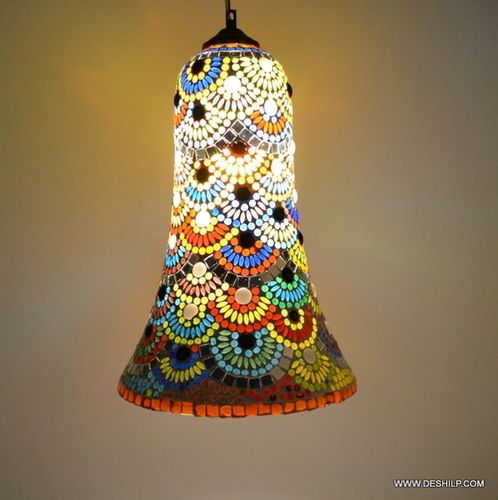 Multicolor Glass Hanging Ceiling Lamp Light Hand Painted Hurricane