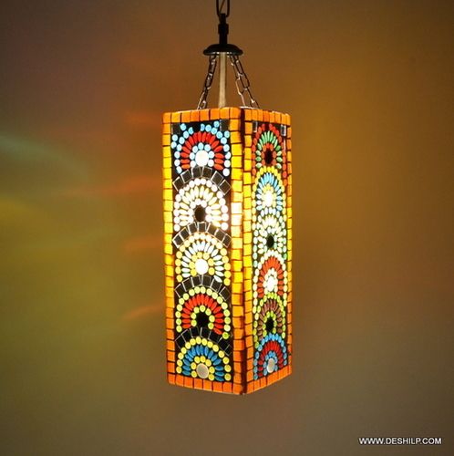 Multicolor Glass Decor Squire Mosaic Lamp