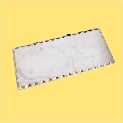White Marble Platter Gold Edges White Marble Platter Gold Edges