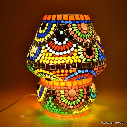Multicolor Mosaic Table Lamp Mosaic Design Decorated Table Lamp Handcrafted